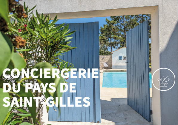 Image du portail d'une maison avec piscine. Le bien est géré par la conciergerie du pays de saint gilles.